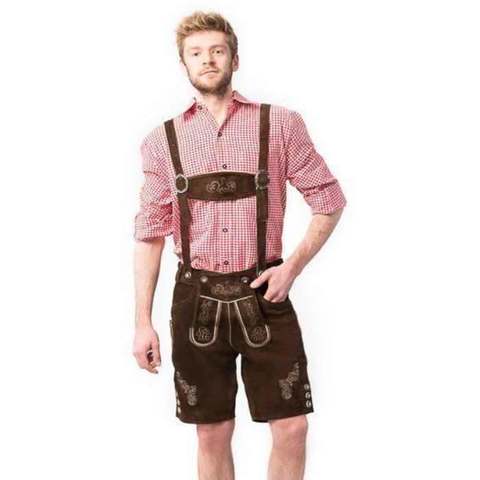 Tyroler Lederhosen Bukser Ralf - Mørkebrun Feststil