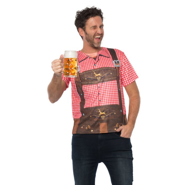 Tyroler T-shirt med Lederhosen Design - Stilet og Sejt!