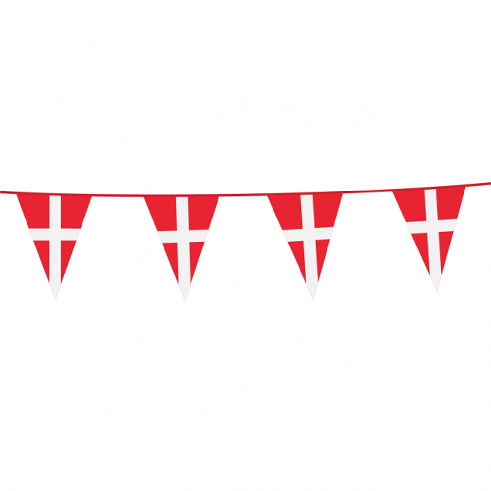 Dansk Flag Vimpelbanner – 10 Meter Festlig Dekoration