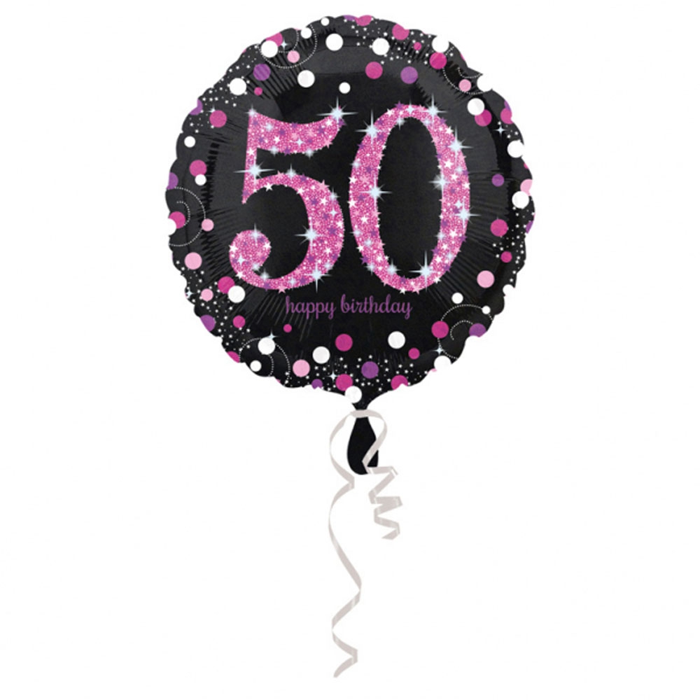 50-års Fødselsdag Folieballon – Pink Holografisk Dekoration