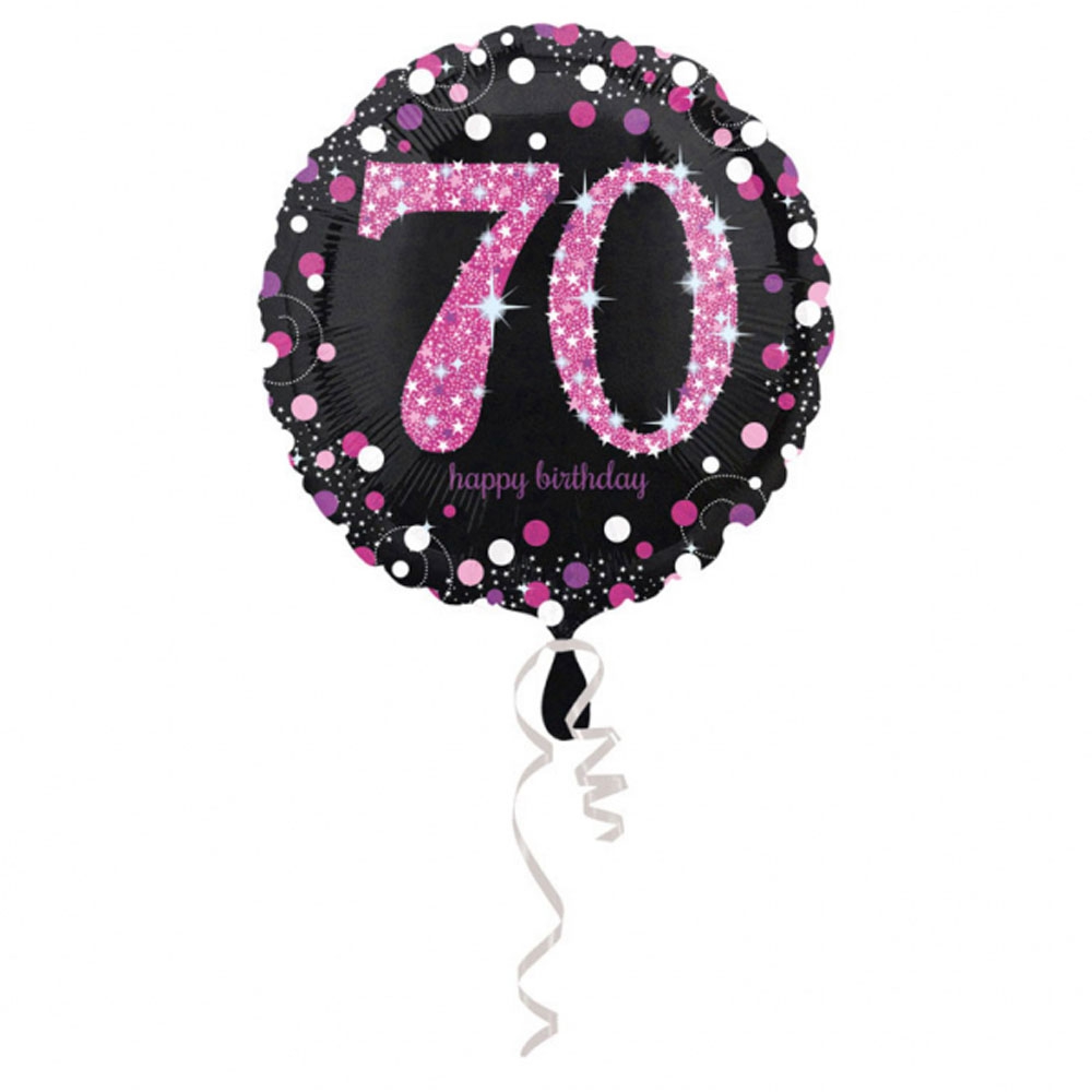 70-års Fødselsdags Folieballon – Pink Holografisk Deko