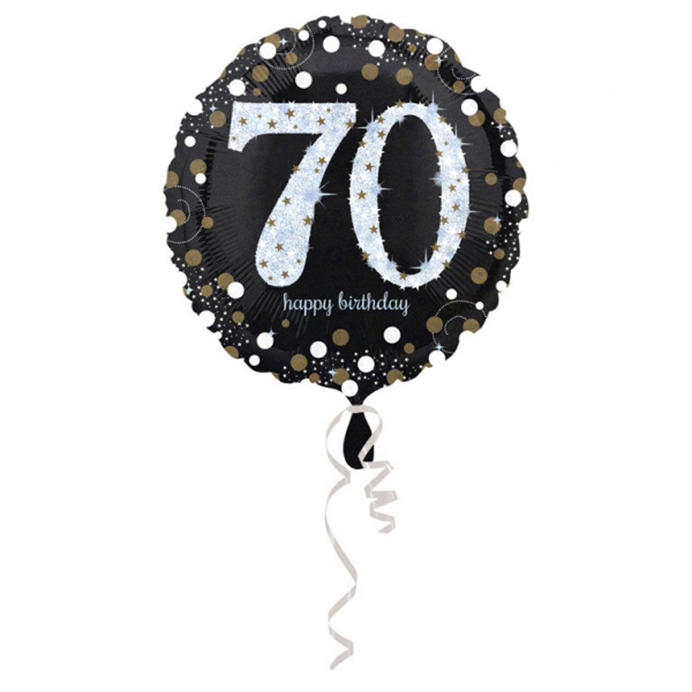70-års Fødselsdags Folieballon med Glitter – Festlig Dekoration