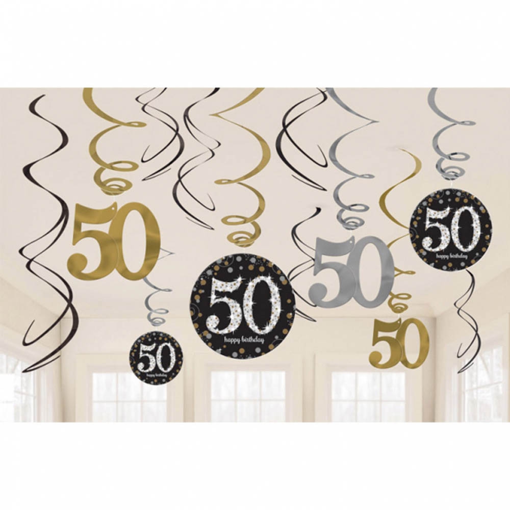 Sølv Hænge Dekorationer til 50-års Fødselsdag – 12 Stk