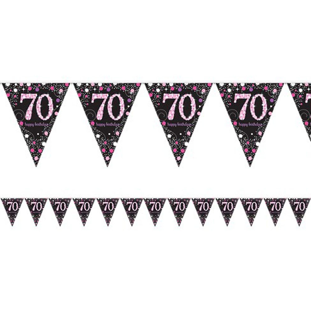 70-års Fødselsdag Vimpelbanner - Festlig Pink Dekoration