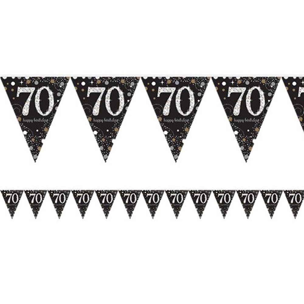 70-års Fødselsdag Banner – Holografisk Sølv Dekoration