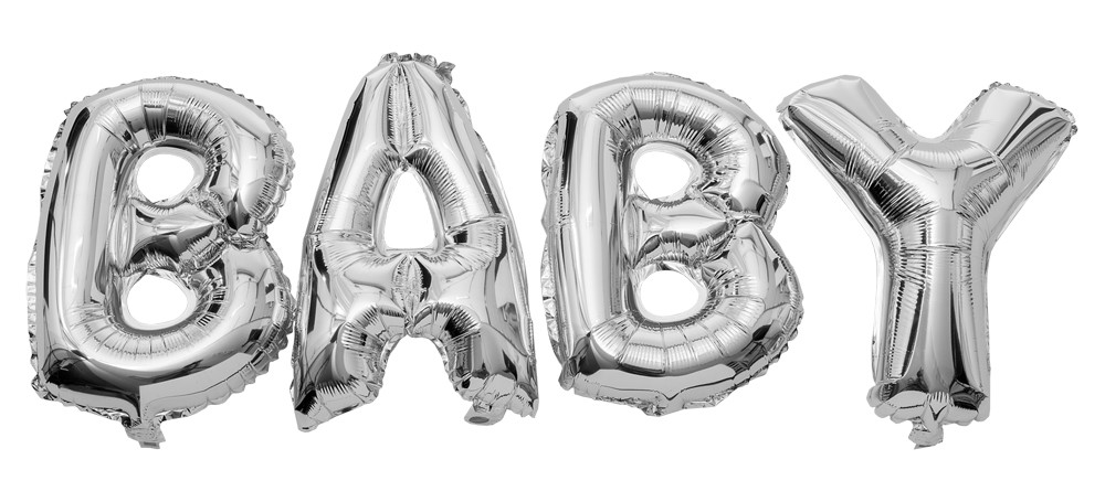 Sølv Bogstavballoner til Baby Shower – B, A, B, Y Dekoration