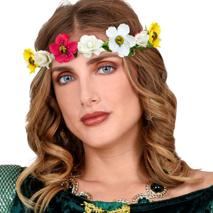 Blomsterdiadem med Gult Bånd - Perfekt til Festlige Anledninger