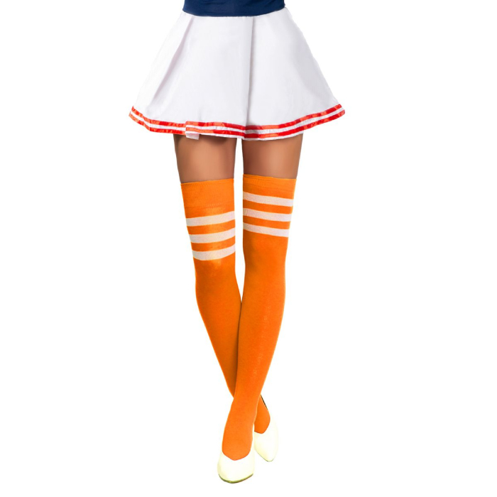 Cheerleader Knæstrømper Neon Orange og Hvid - Klar til Kamp!