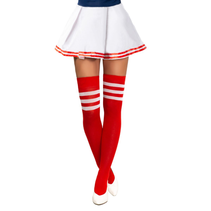 Cheerleader Knæstrømper i Rød og Hvid - Festlige Sokker!
