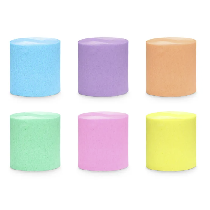 Pastel Crepe Streamers Mix - 6x10 Meter til Festen