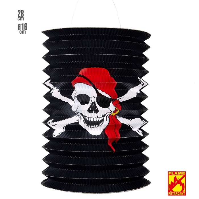 Pirat Papir Lanterne i Cylinderform - 28 cm