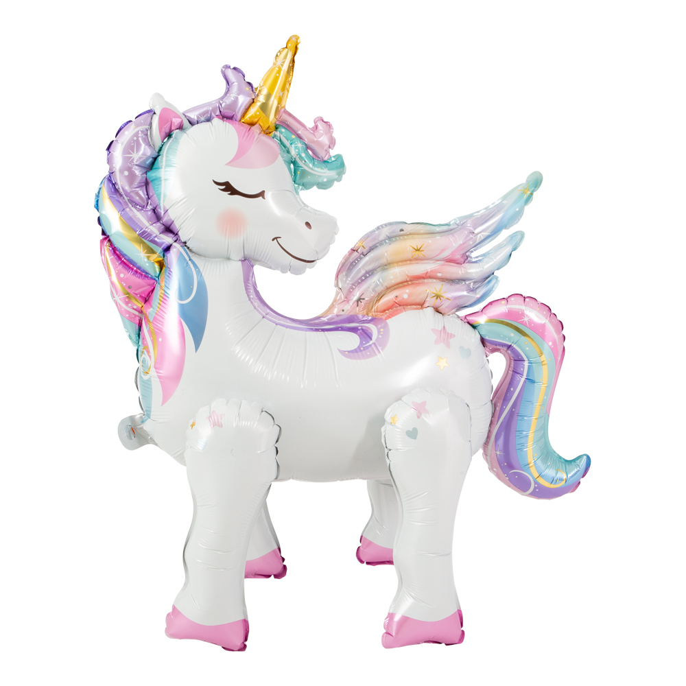 Multifarvet 3D Enhjørning Folieballon - 68x57 cm