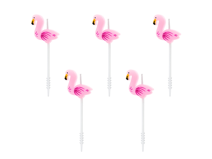 Flamingo Fødselsdagslys - Festlig Hawaii Tema 5 stk.