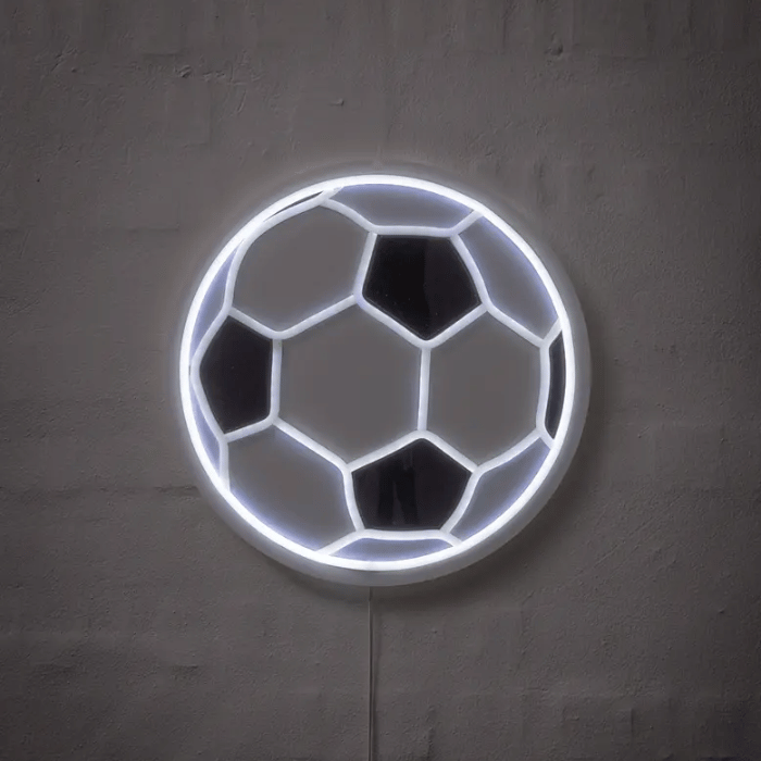 Fodbold Neon LED Skilt - Lysende Dekoration til Fest