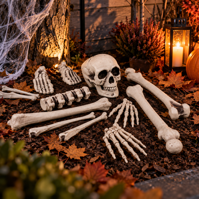 Halloween Kranie   Knogler Skelet 12 Dele 40