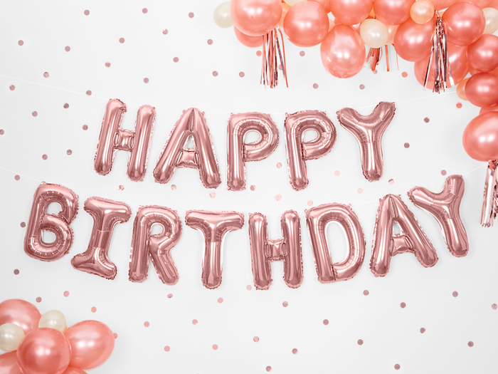 Rosa Guld Happy Birthday Folieballon 35 cm