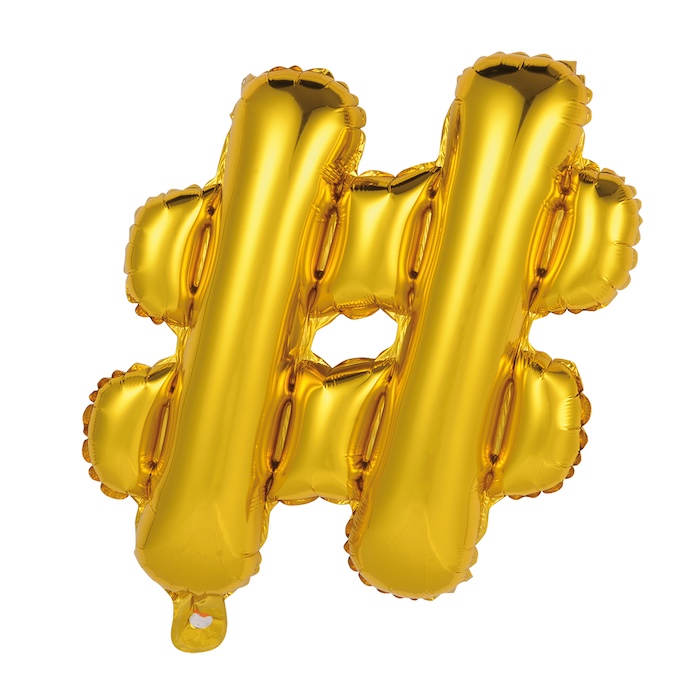 Hashtag   Folieballon   Metallisk Guld 41