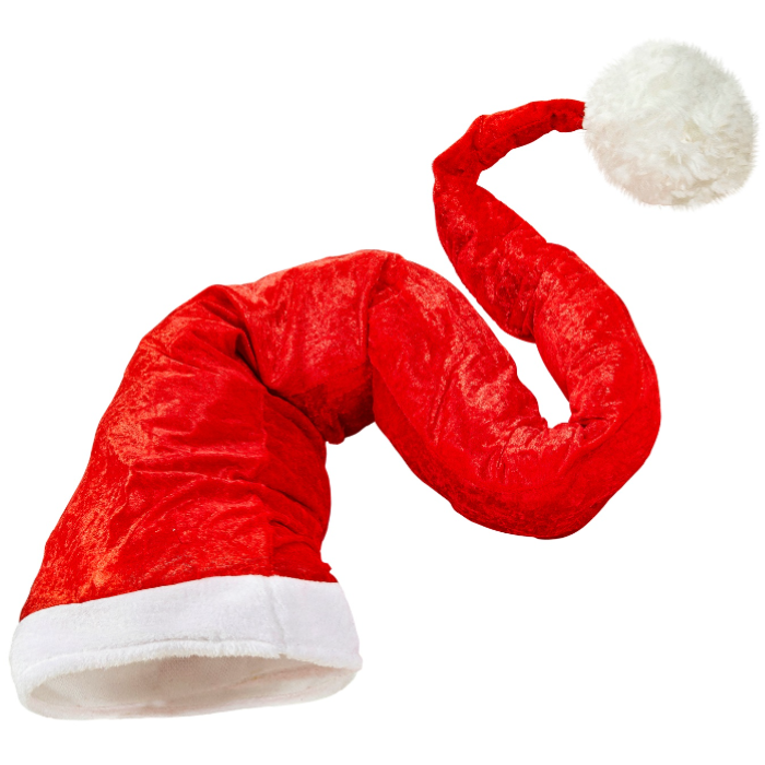 Lang Rød og Hvid Nissehue - Perfekt til Jul!