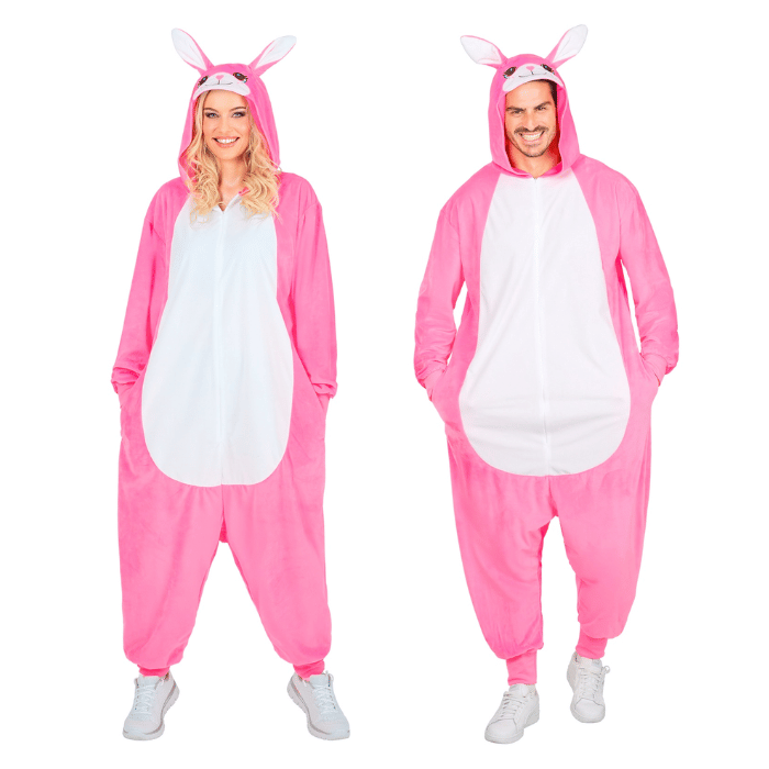 Lyserød Kanin Kostume Onesie - Unisex Tilbud!