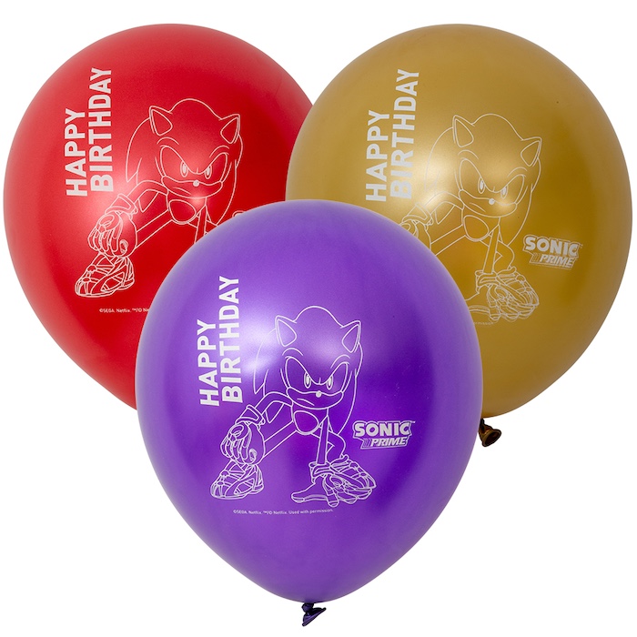 Metalliske Sonic Balloner til Fest - 6 stk.