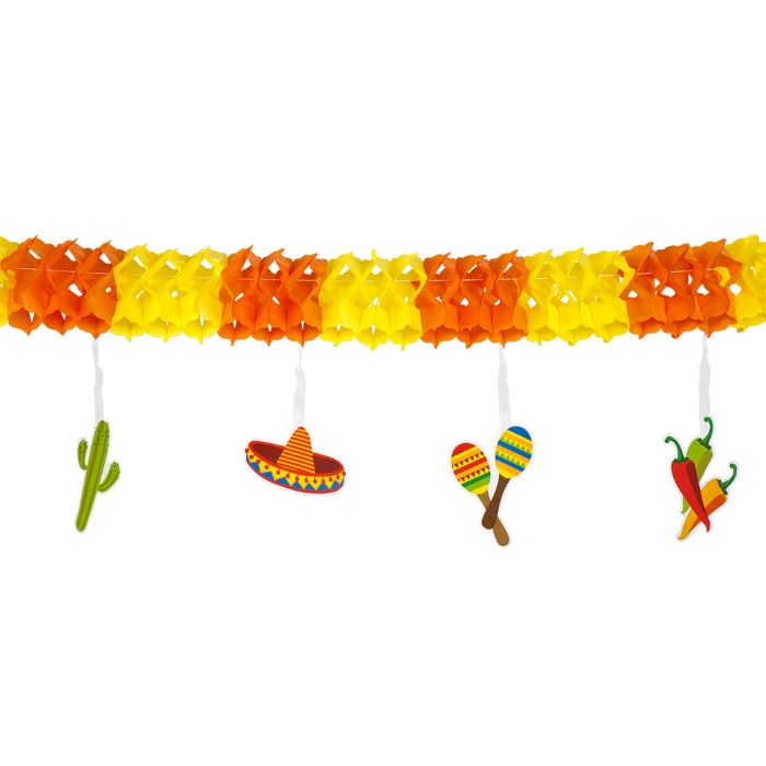 Mexicansk Papir Guirlande i Orange og Gul
