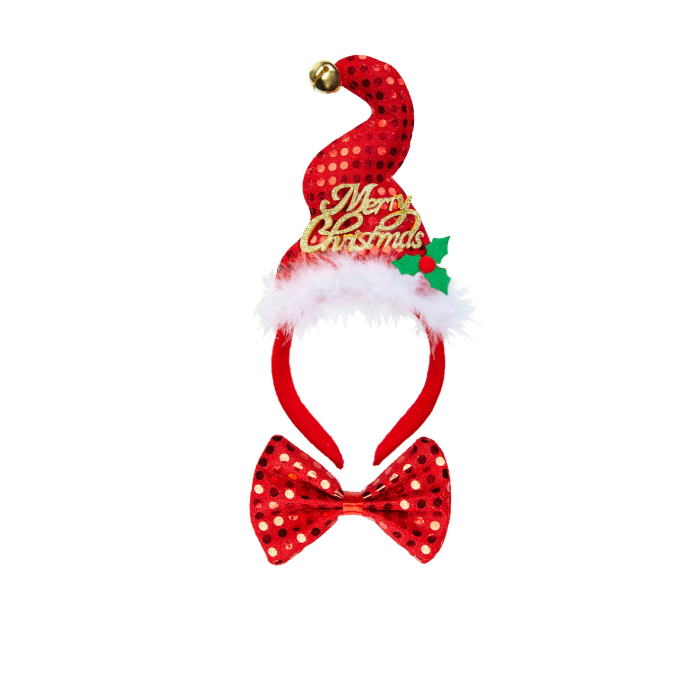 Nisse Hårbøjle med Butterfly - Merry Christmas Festlighed