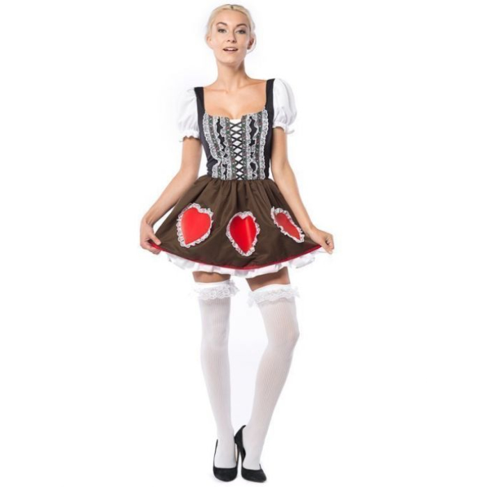 Oktoberfest Kjole med Røde Hjerter - Festlig Stil!