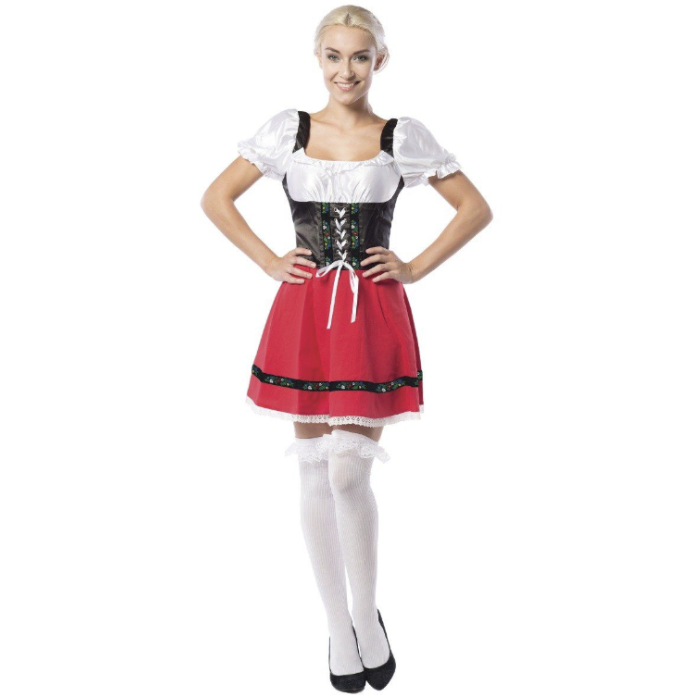Oktoberfest Rød Dirndl Kjole til Festen