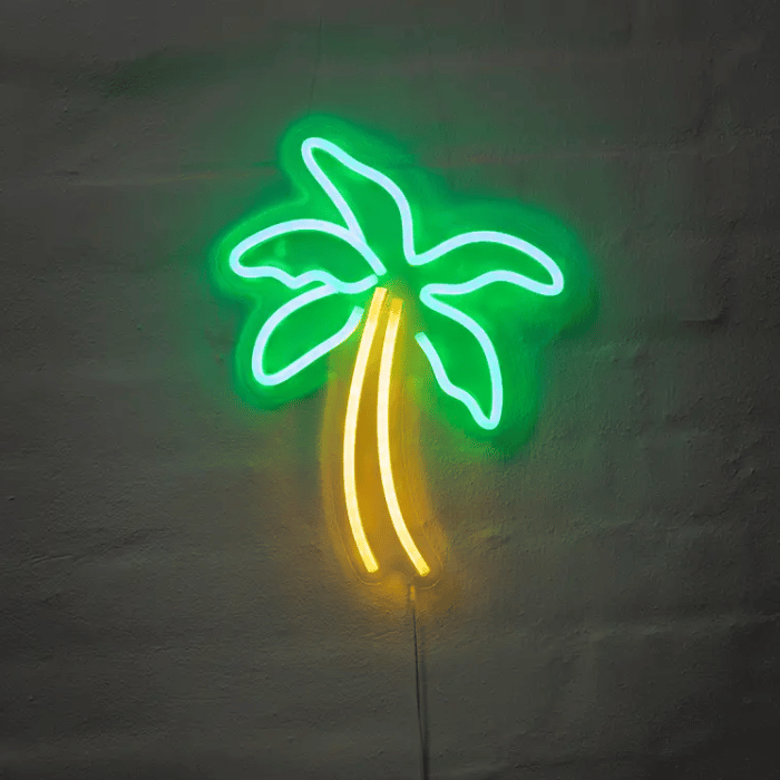 Palme Neon LED Skilt - Lysende Dekoration til Fest