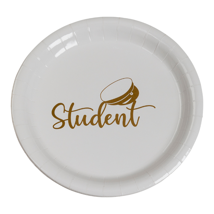 Paptallerkener med Guld Studentmotiv - 8 stk.