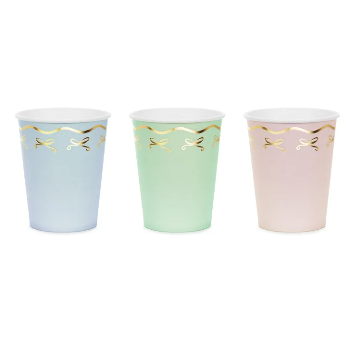 Pastel Papkrus med Guld Sløjfer - 6 stk. til Festen