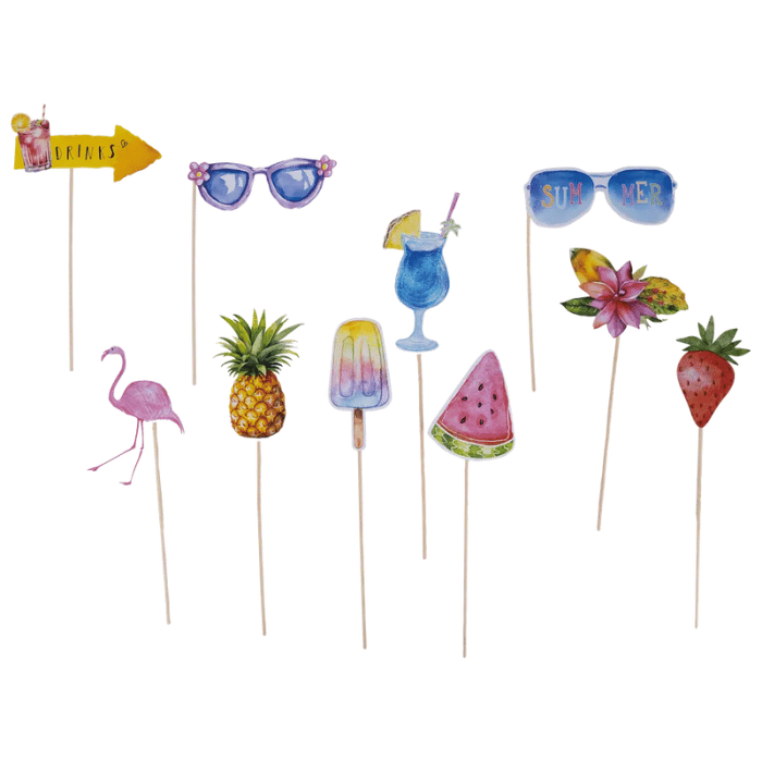 Foto Booth Sommer Rekvisitter - 10 stk. til fest!