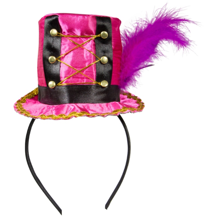 Pink Cirkus Hat med Lilla Fjer - Sjovt Festtilbehør!