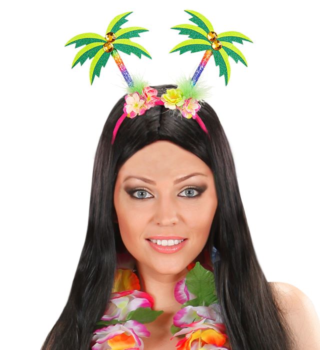 Pink Hawaii Hårbøjle med Farverige Palmer til Fest