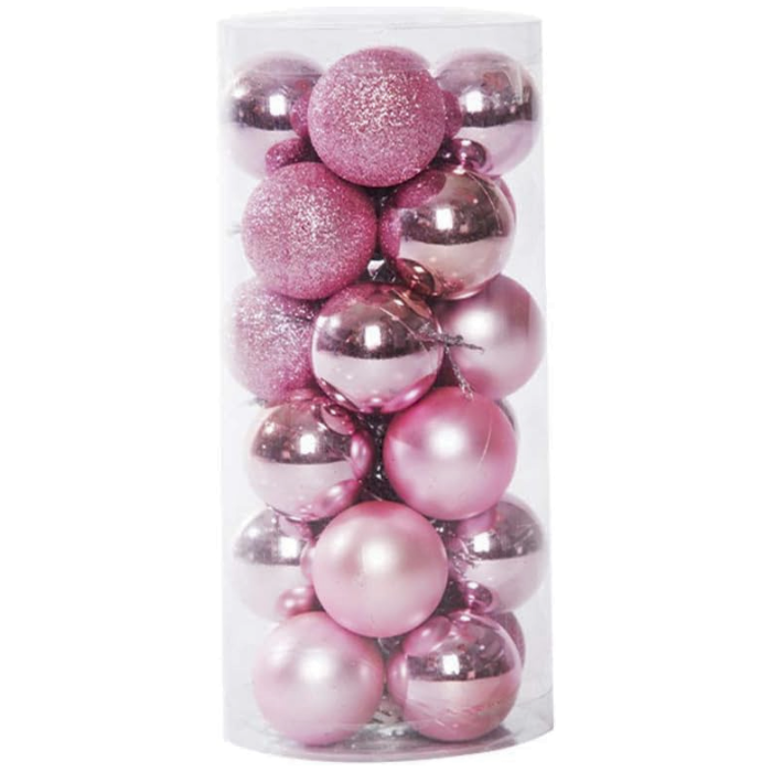 Pink Julekugler - 24 Stk. til Julen