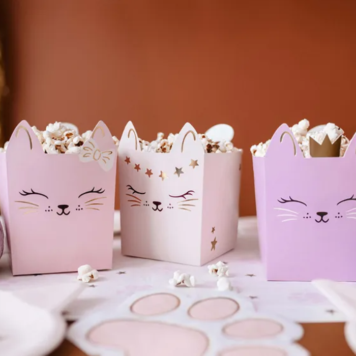 Katte Motiveret Popcornbægere - 3 Stk. til Fest!