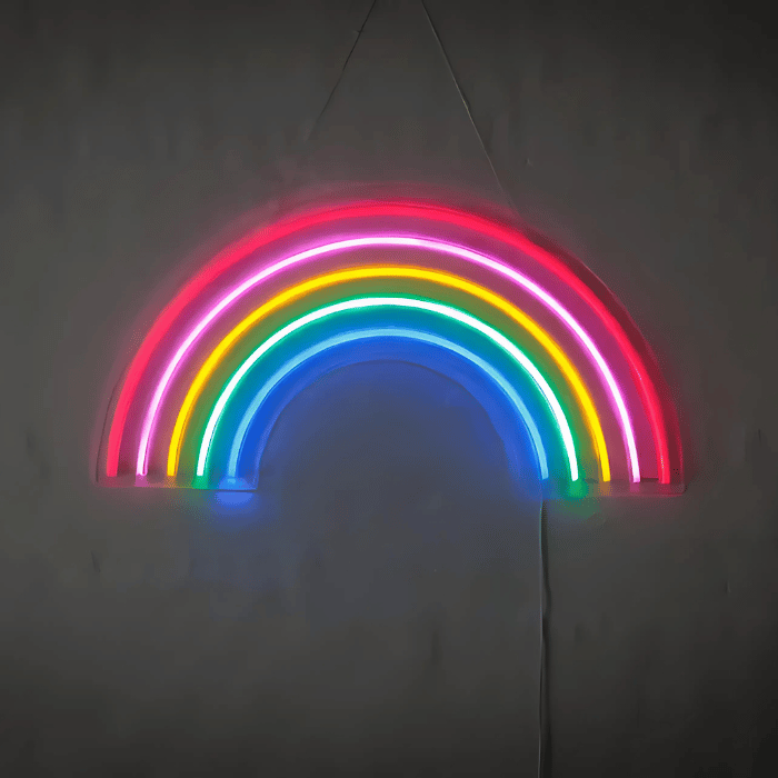 Regnbue Neon LED Skilt 32x63 cm - Fantastisk tilbud!