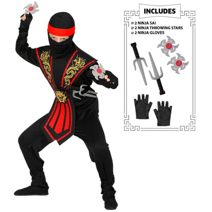 Rødt Ninja Kostume til Børn - Fantastisk Tilbud!