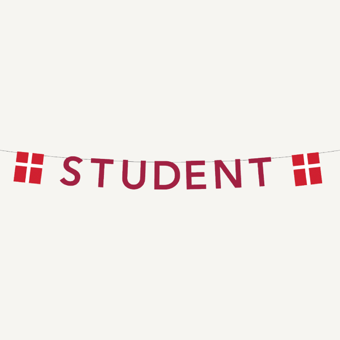 Rød Guirlande med Flag til Studenterfest