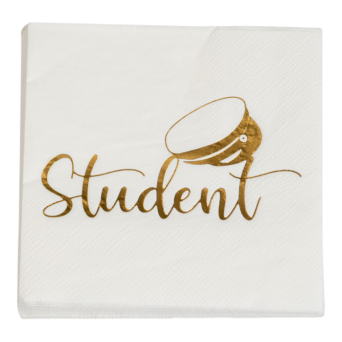 Guld Servietter med Studenter Motiv - 16 stk.