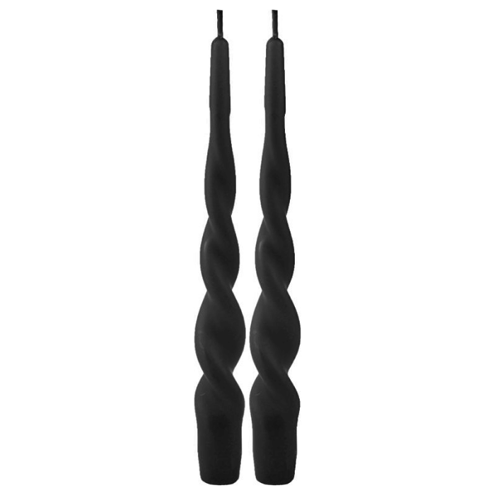 Snoede Stagelys i Sort - 2 stk. 24 cm til Festen!