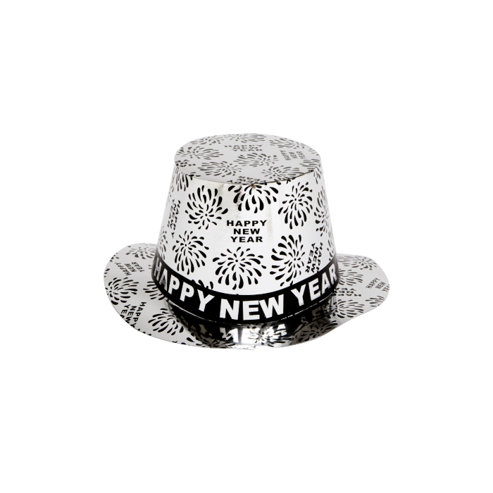 Sølv Happy New Year Festhat - Perfekt til Nytårsfest!