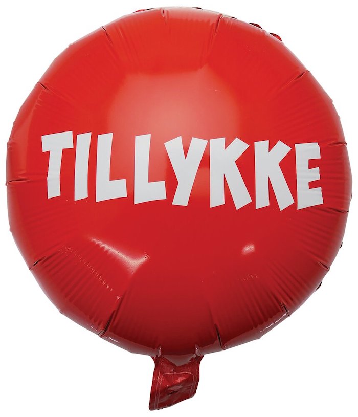 Rød Tillykke Folieballon til Fødselsdag - 45 cm