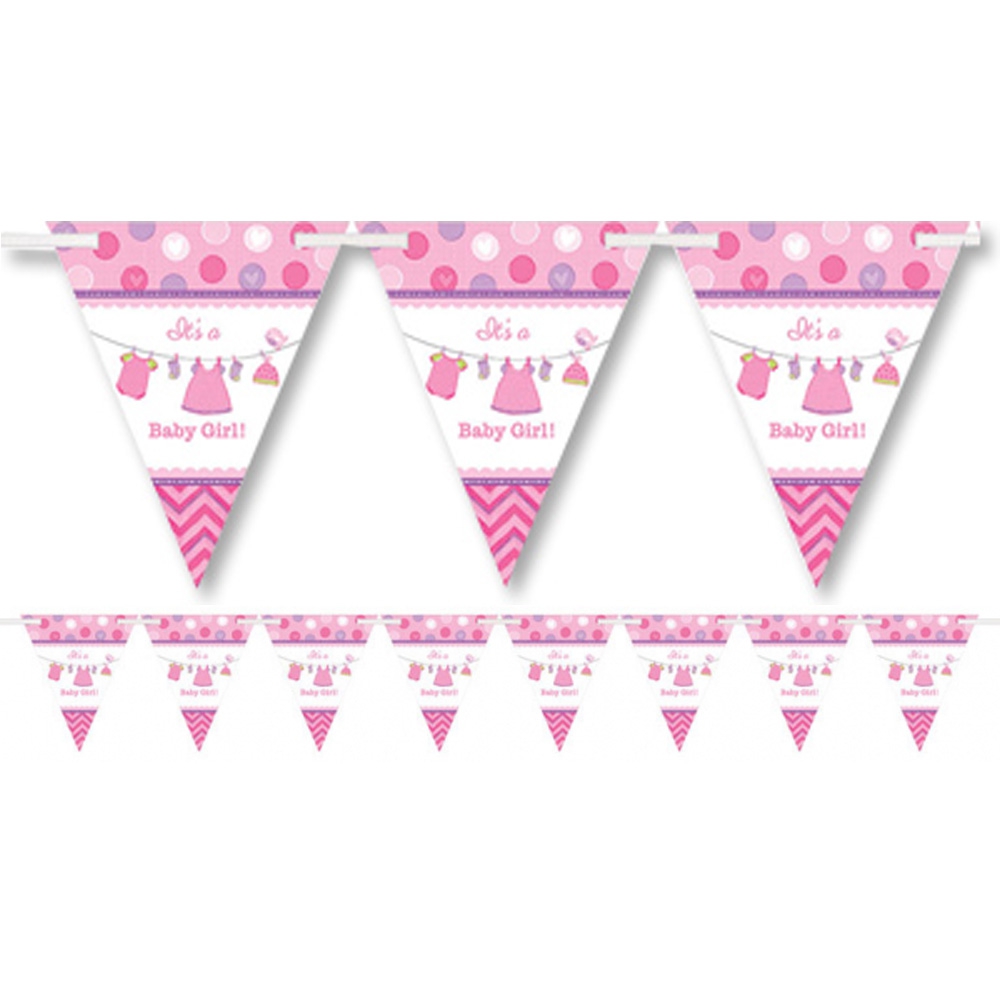 Vimpelbanner med 24 Flag til Baby Girl Festligheder
